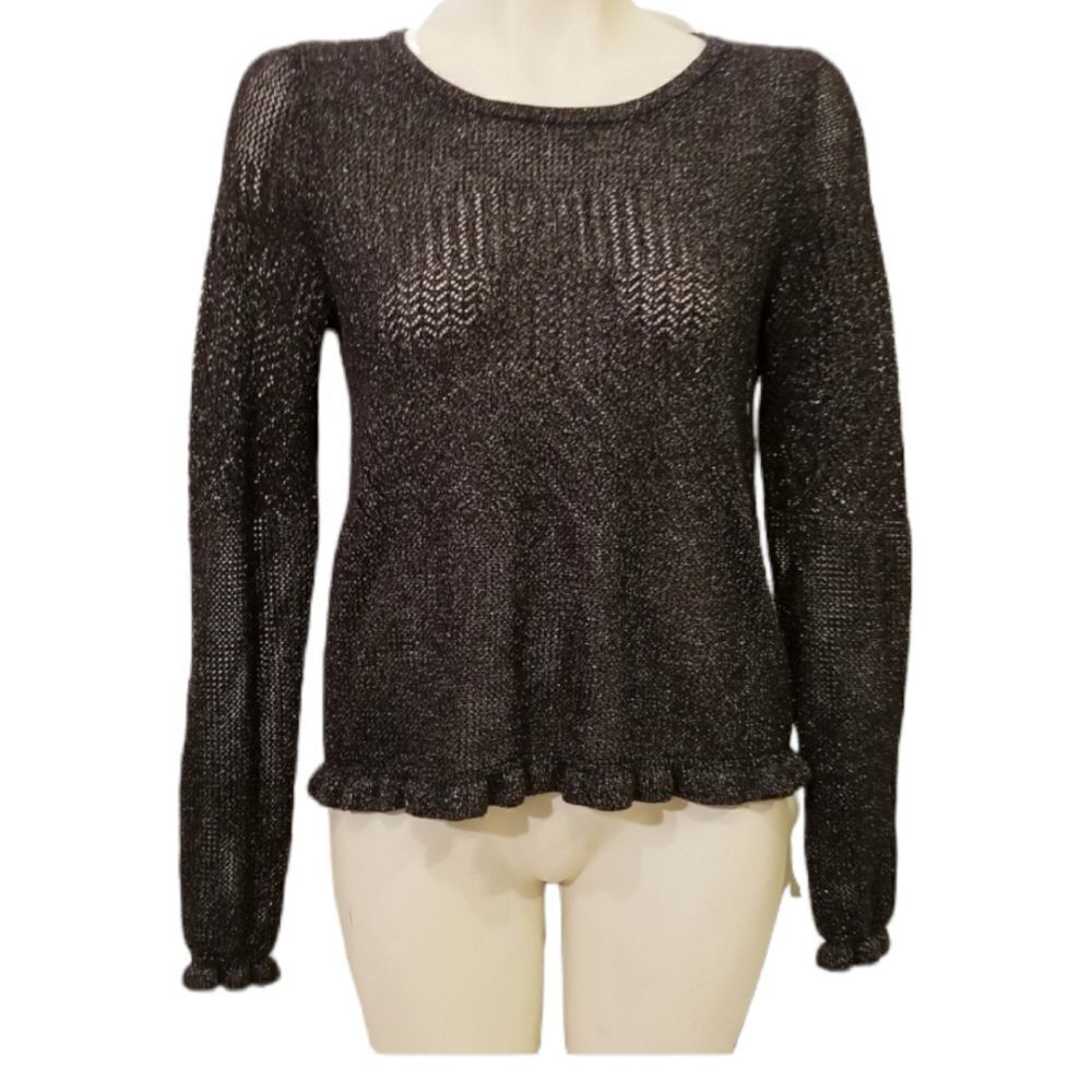 American Eagle Navy & Silver Sheer Sweater Sz M